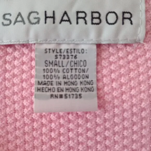 Sag Harbor Pink Sweater w/Flower Shape Buttons Size S - Picture 3 of 5